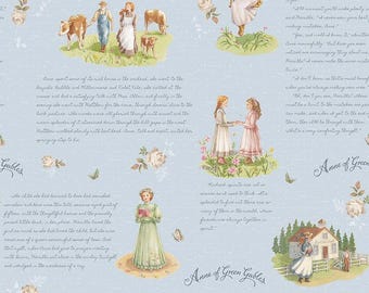 Cotton Anne of Green Gables Story Book Quotes Officially Licensed by Riley Blake Cotton Fabric Print by the Yard (CD16120-SKY) D578.95