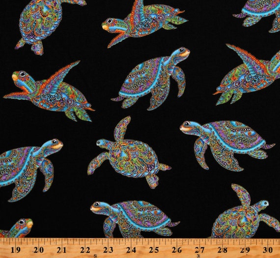 Algodón Tortugas Marinas Animales Oceánicos Colorido - Etsy España Algodón Tortugas Marinas Animales Oceánicos Colorido - Etsy España