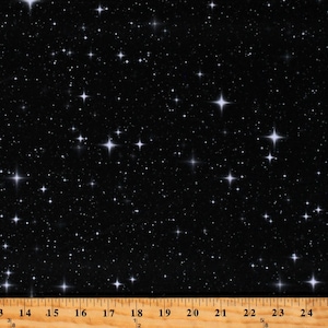 Cotton Stars Night Sky Starry Sky Galaxy Outer Space Black Cotton Fabric Print by the Yard (4SCI-1) D778.79