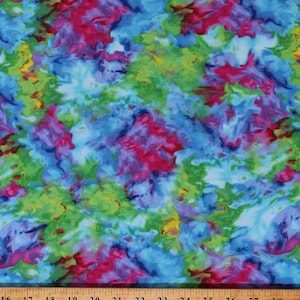 Cotton Colorful Paint Dye Watercolor Rainbow Multicolor Cotton Fabric Print by the Yard (5772-01) D770.88