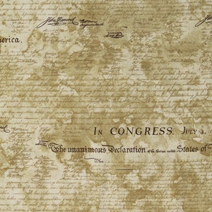 Cotton Colors of Courage Declaration of Independence USA America Tan Cotton Fabric Print by the Yard (3056-50010-222) D186.17 by Wilmington