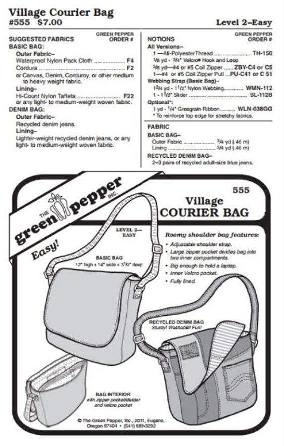 Village Courier Bag Messenger Bag Purse 555 Sewing Pattern Etsy