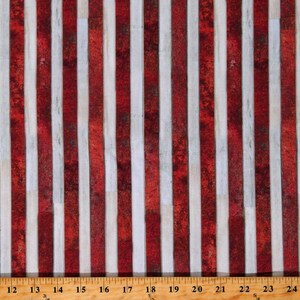 Cotton Patriots Digital Flag Stripes Red and White Rustic Antique Patterned Red Cotton Fabric Print by the Yard (AWHD-18020-202) D301.73