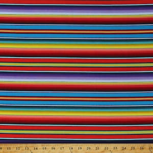 Cotton Multicolored Stripes Striped Fiesta Cotton Fabric Print by the Yard (263ORANGE) D471.57