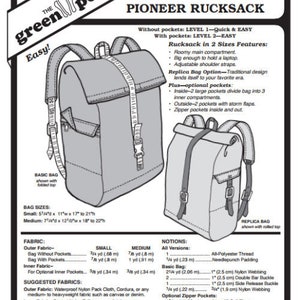 Pioneer Rucksack Backpack Bag 563 Sewing Pattern pattern - Etsy