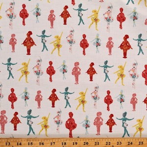 Cotton Floral Ballerinas Dancing Ballet Girls on White Bella Ballerina Cotton Fabric Print by the Yard (5365-2) D401.47