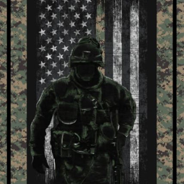 Panneau de 24 x 44 pouces Emblème du drapeau des Marines du Corps des Marines des États-Unis, Impressions militaires, Panneau en tissu de coton noir (1195-M) D562.39