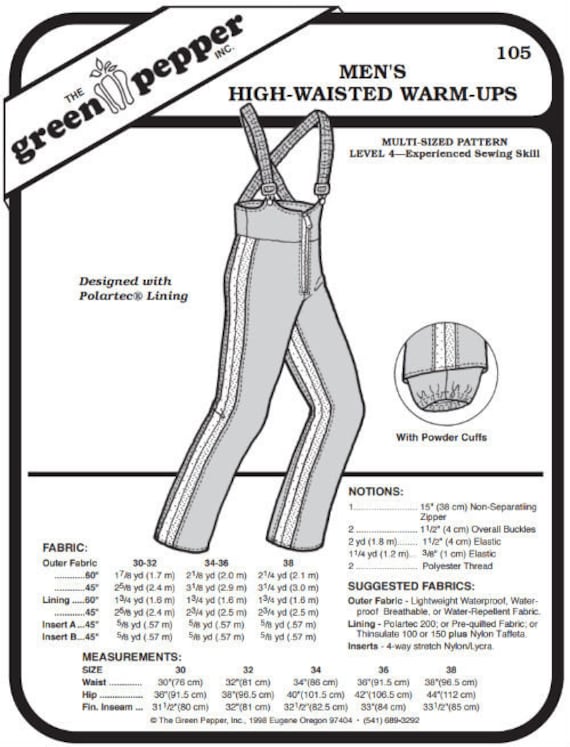Men’s High Waisted Warm-up Pattern - 105 - The Green Pepper Patterns Men’s High Waisted Warm-up Pattern - 105 - The Green Pepper Patterns