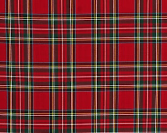 Cotton Red and Green Plaid Patterned House of Wales Plaids Cotton Fabric Print by the Yard (CUD-13043-3RED) D157.46