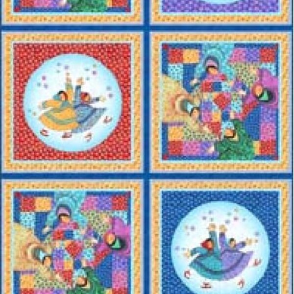 24" X 44" Panel Quilts and Kuspuks Blocks Alaskan Clothing Eskimos Blue Multicolor Cotton Fabric Panel (DP25202-46) D682.79