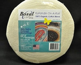 Cotton Blend Batting Bosal Katahdin On A Roll 2.25" PreCut Jelly Roll Rug Batting 100% Organic By the 50 Yard Roll (390K-50) M224.05