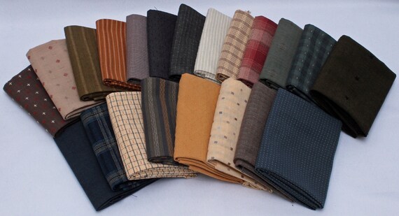 10 Fat Quarters Textured Homespun Assorted Yarn Dyed Wovens Rustic