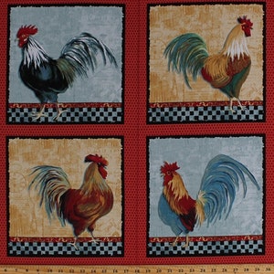 24&quot; X 44&quot; Panel Roosters Farm Fowl Barnyard Birds Poultry Cockerel Country Kitchen Cotton Fabric Panel (41211P) D562.15 by Windham Fabrics