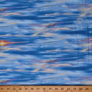 Cotton Sky Clouds Cloudy Blue Landscape Medley Cotton Fabric Print by the Yard (554BLUE) D409.33