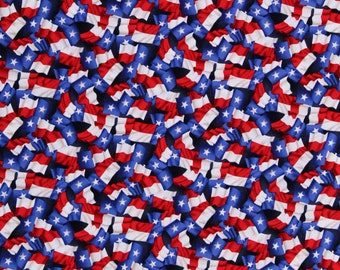 Cotton Texas State Flag All Over Red White and Blue Navy Cotton Fabric Print by the Yard (D406.34) (DA604601)