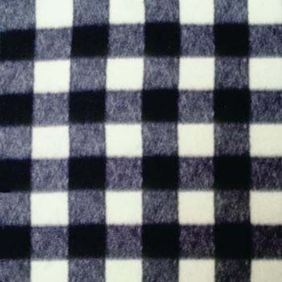 Fleece Buffalo Plaid Ivory Black Fleece Fabric Print by the Yard