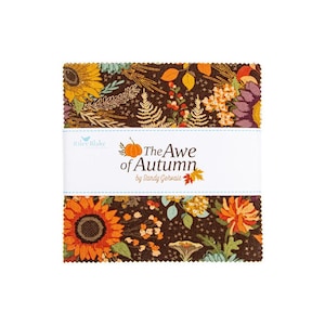5&quot; Charm Pack Squares - The Awe of Autumn Sandy Gervais Riley Blake Designs Fall 5&quot; Stacker Fabric Bundle Quilters Cotton Precuts (M520.57)
