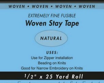 Natural - 1/2" Woven Stay Tape - 0.5" X 25 yards SewkeysE Extremely Fine Fusible Tape Sold by the 25 yard Roll (SST-03) M494.12
