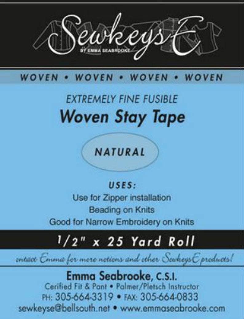By the 25 yard Roll M494.17 White 1//2/" Fusible SS1 Extra Fine Knit Stay Tape