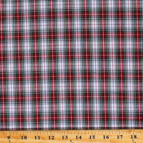Cotton Red White Green Plaid Dutch Patterned Sevenberry Classic Plaids Cotton Fabric Print by the Yard (SB-51010D103-3RED) D152.25