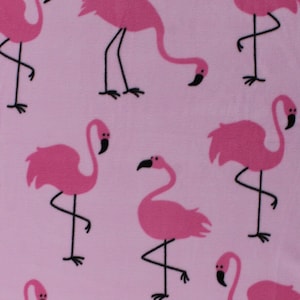 Fleece Flamingos Flamingoes Birds on Pink Animals Fleece Fabric Print by the Yard (DT-6097-MA-3PINK) A344.11