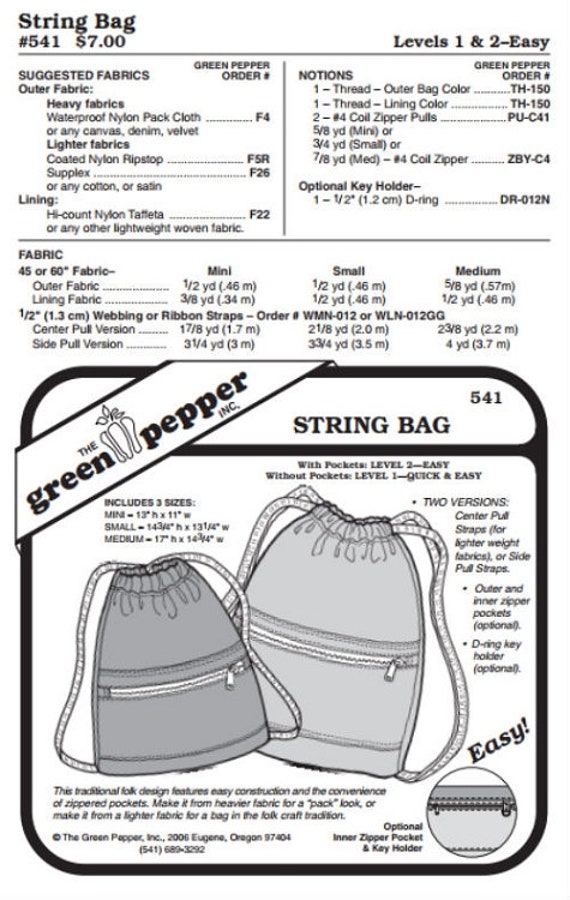 String Bag Pattern - 541 - The Green Pepper Patterns String Bag Pattern - 541 - The Green Pepper Patterns