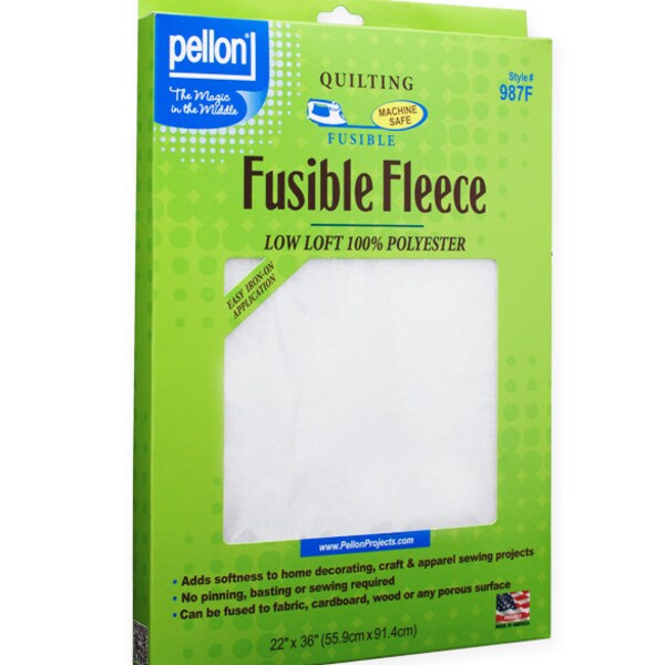 Pellon® Fusible Fleece White Low Loft 100% Polyester One-Sided Needle Punched Sewing Machine Safe 22" x 36" Piece (987FPKG) M230.19