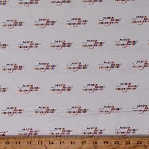 Cotton Mister Rogers&#39; Neighborhood Logo TV Show Entertainment Kids Children&#39;s White Cotton Fabric Print by the Yard D690.85 by Riley Blake