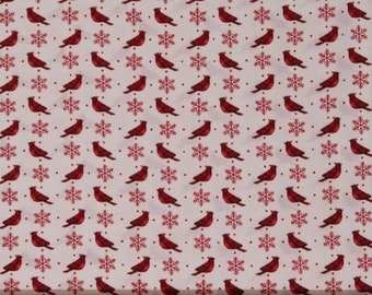 Cotton Christmas Winter Birds Cardinals Snowflakes Home Sweet Holiday Deb Strain Fabric Print by the Yard (56005-11) D504.68