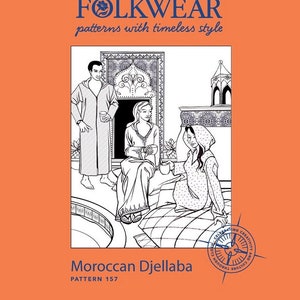 フォークウェア モロッコ ジェラバ #157 北アフリカ フード付きカフタン 縫製パターン (パターンのみ) folkwear157