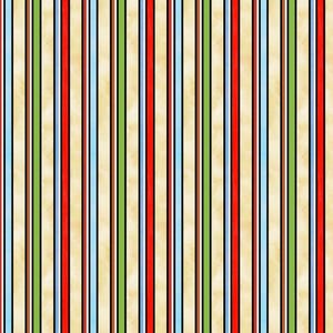May include: A repeating pattern of vertical stripes in various colors. The stripes include red, green, blue, and beige, with black outlines. The design is suitable for fabric or wallpaper.