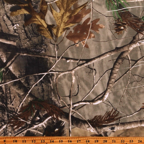 Stretch Knit AP Realtree Camouflage Trees Leaves Branches Cream Reverse 54" Wide 4-Way Stretch Fabric by the Yard (2452P-1F-cream) A509.40