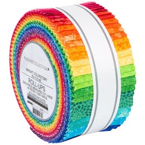 Jelly Roll Fusions Collection Bright Colorstory Rainbow Colorful Blenders 2.5" Strips Roll-Ups Bundle Quilters Cotton Fabric Precuts M494.39