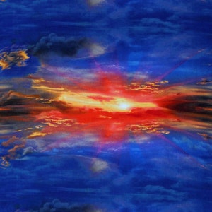 Cotton Sunset Sunrise Sky Clouds Landscape Sunset Poppies Cotton Fabric Print by the Yard (SKY-CD2526-SUNSET) D576.62