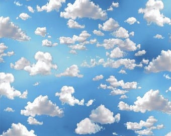 Cotton Clouds Sky Skies Landscapes Nature Summer Spring Weather Day Dreaming Windham Fabrics Blue Cotton Fabric Print by the Yard D139.21