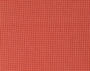 Homespun Peach 1/8" Plaid Gingham Check 100% Certified Organic Cotton Fabric by the Yard (1107) D153.07