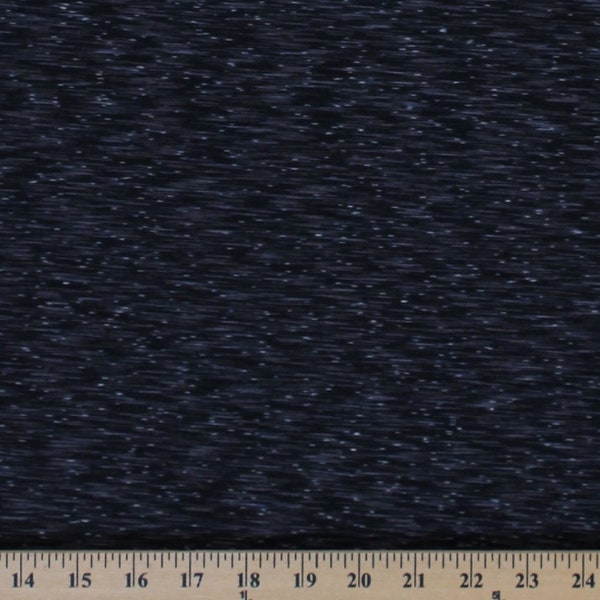 4-Way Stretch Strata Performance Black Gray Space Dye Knit Fabric By the Yard (8938P-6MBlack) D441.06