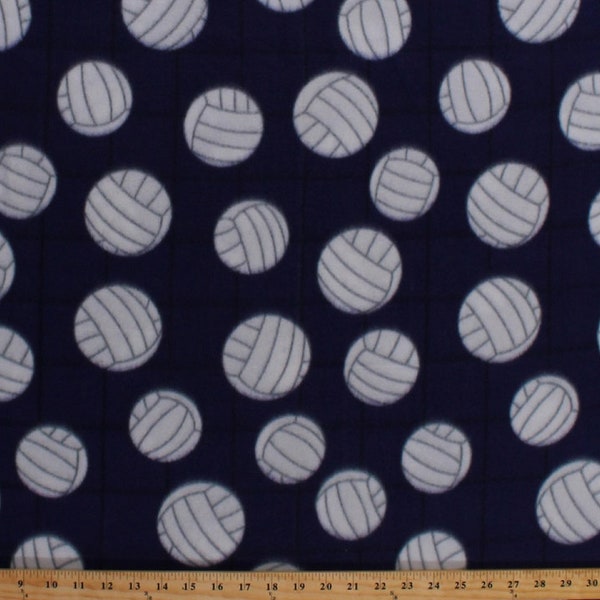 Fleece Volleyballs on Net Purple Sports Fleece Fabric Print by the Yard 3380m-11n-purple A405.15