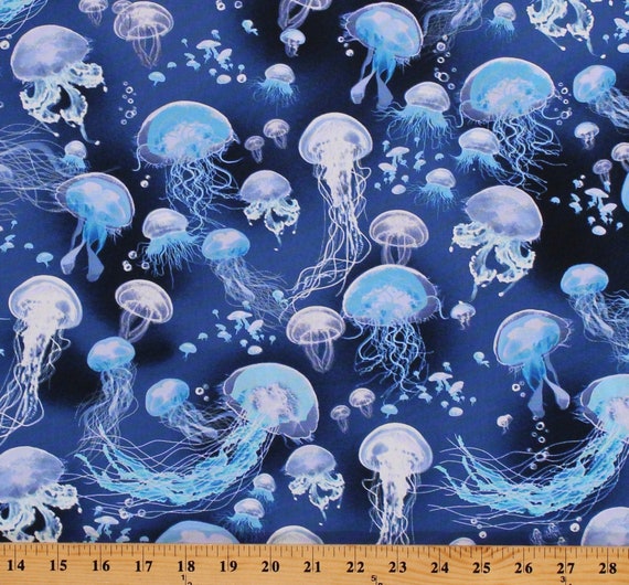 Cotton Jellyfish Jelly Fish Ocean Sea Animals Blue Cotton Etsy