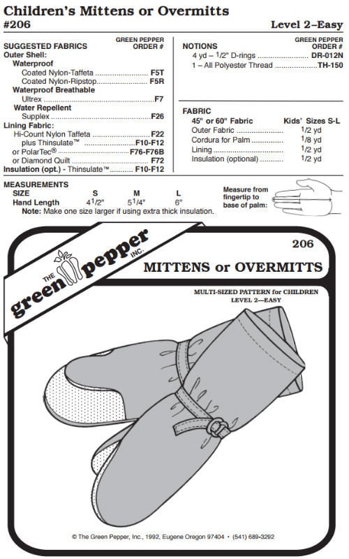 Kid’s Overmitts or Insulated Mittens Pattern - 206 - The Green Pepper Patterns Kid’s Overmitts or Insulated Mittens Pattern - 206 - The Green Pepper Patterns