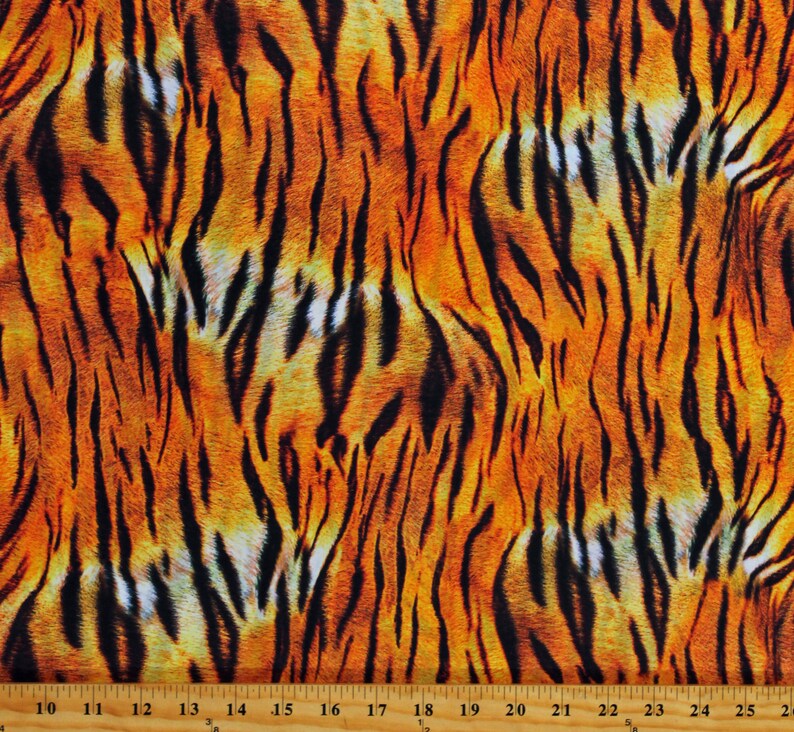 Cotton Lawn Tiger Print Furlook Jungle Stripes Animal Kingdom Etsy