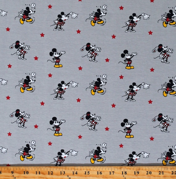 4 way Stretch Knit Mickey and Minnie Mouse Red Stars Disney Kids Characters Soft Lightweight Gray Fabric by the Yard D44521 Springs Creative Etsy Canada