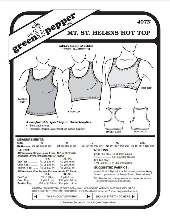 Women’s Mt Saint Helens Hot Top Pattern - 407N - The Green Pepper Patterns Women’s Mt Saint Helens Hot Top Pattern - 407N - The Green Pepper Patterns