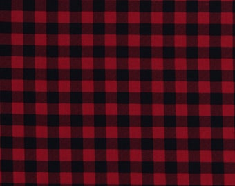 Cotton Red and Black Buffalo Check Plaid Cotton Fabric Print by the Yard (PLAID-C7502-RED) D753.08