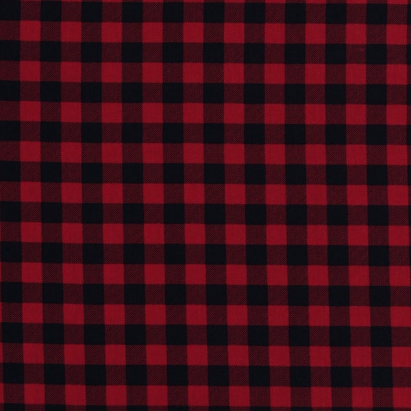 Cotton Red and Black Buffalo Check Plaid Cotton Fabric Print by the Yard (PLAID-C7502-RED) D753.08