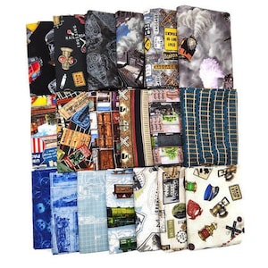 10 Fat Quarters Assorted Trains Locomotive Engine Railway Railroads Tracks Trains Signs Engineer Transportation Fat Quarter Bundle M491.04