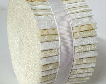 Jelly Roll Neutral Miniature Prints Quilting Cotton Strips 2.5&quot; Roll Up Precuts (M530.16)