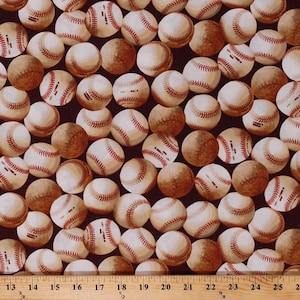 Cotton Baseballs Allover Balls Play Ball Sports Cotton Fabric Print by the Yard (02607-10) D666.08