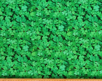 Cotton Shamrocks Clovers Plants St Patrick's Day Irish Green Cotton Fabric Print by the Yard (624GREEN) D567.87