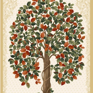 24&quot; X 44&quot; Panel Family Roots Family Tree Its All Relative Honey RJR Fabrics Cotton Fabric Panel (3554-001) D752.33